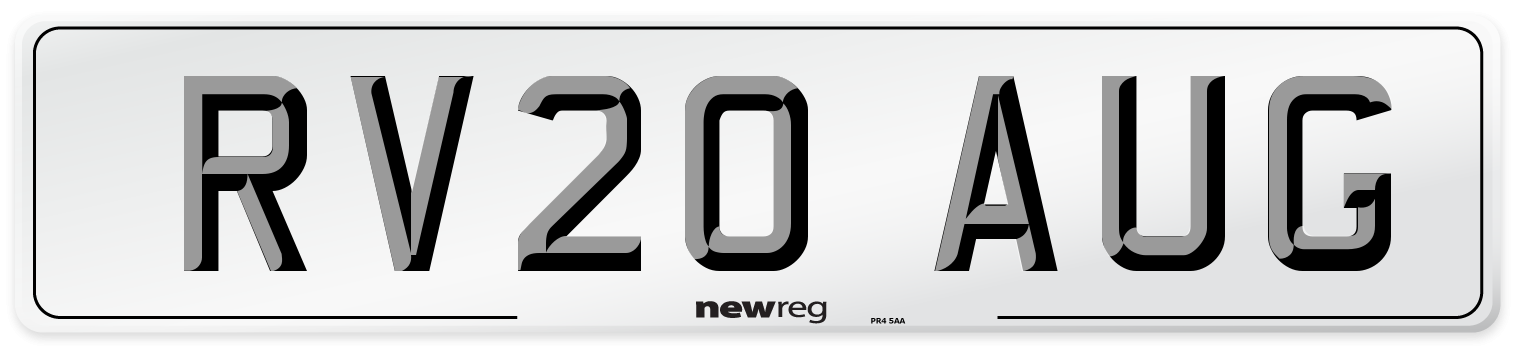 RV20 AUG Number Plate from New Reg
